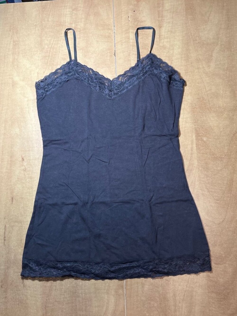 Lace Trim Camisole Slip - Charcoal